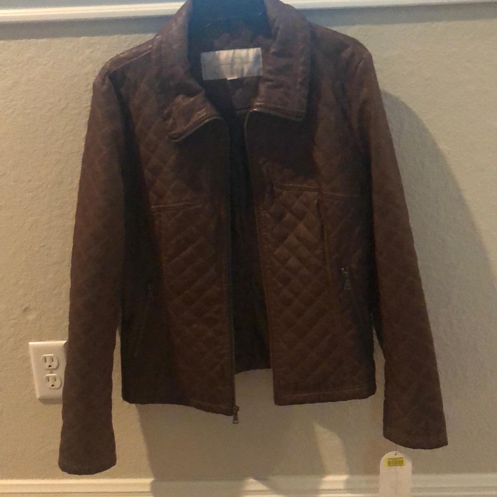 Jessica Simpson Brown Leather Coat